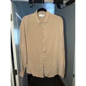 ASOS Design Men’s Large Tan Long-Sleeve Button-Up Shirt